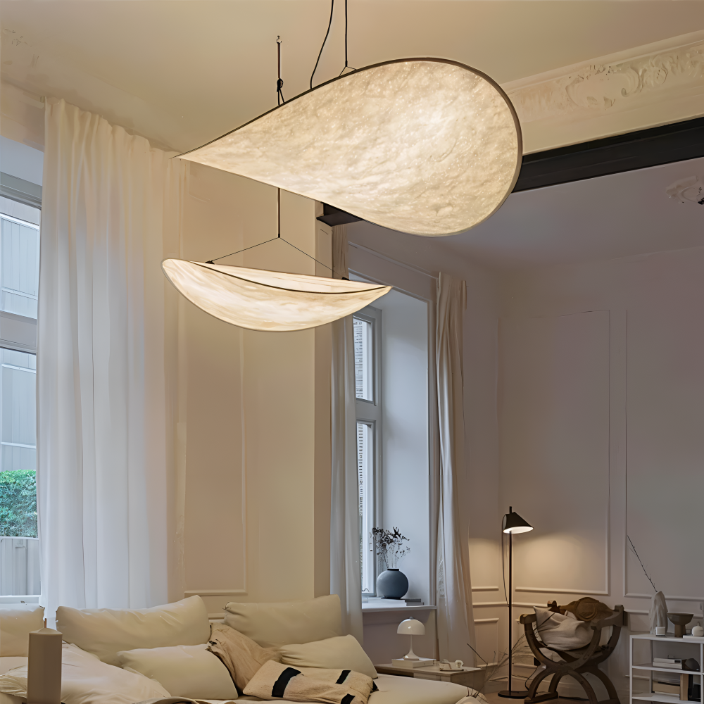 Ręcznie wykonana lampa wisząca z tkaniny do salonu