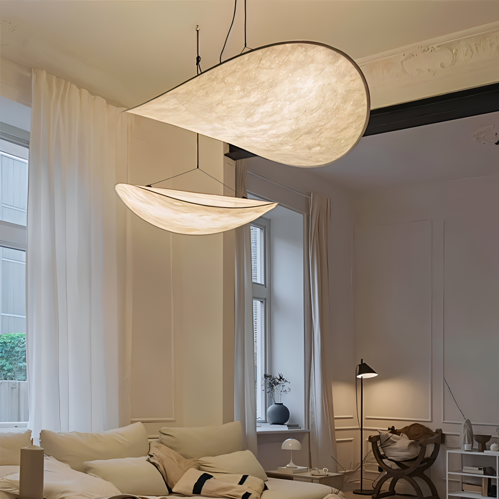 Ręcznie wykonana lampa wisząca z tkaniny do salonu