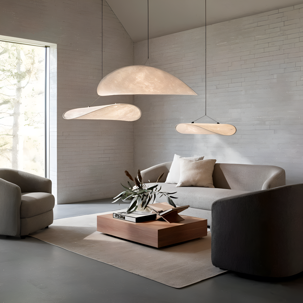 Ręcznie wykonana lampa wisząca z tkaniny do salonu