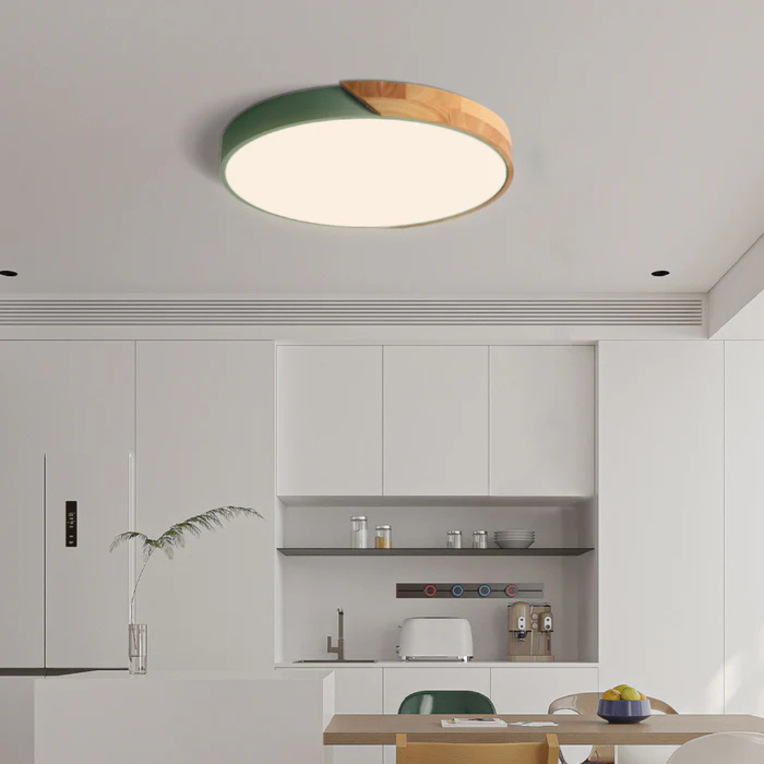 Drewniana lampa sufitowa LED w stylu skandynawskim