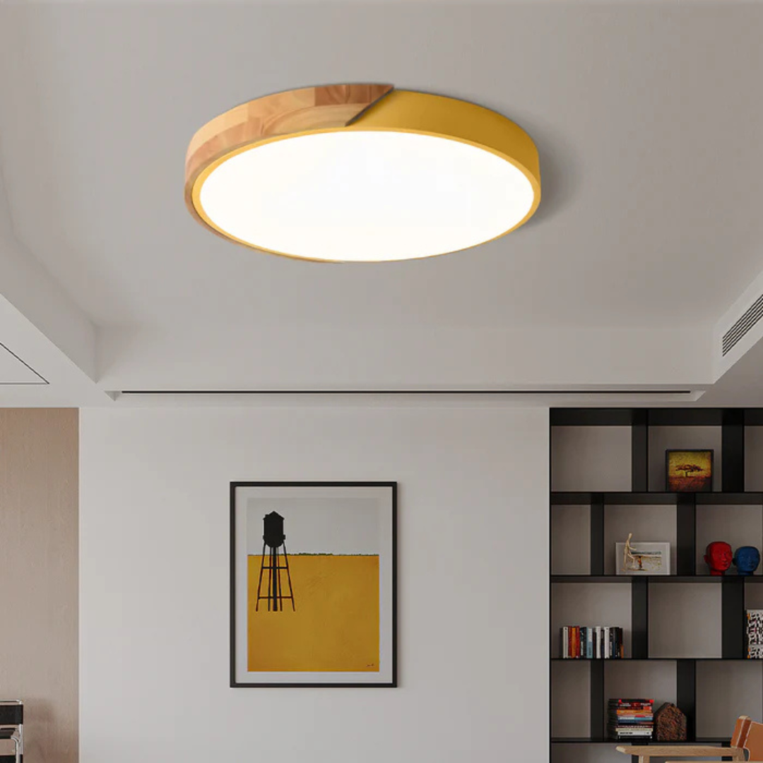 Drewniana lampa sufitowa LED w stylu skandynawskim