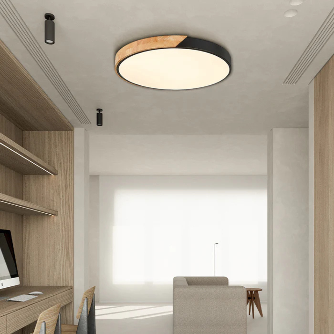 Drewniana lampa sufitowa LED w stylu skandynawskim