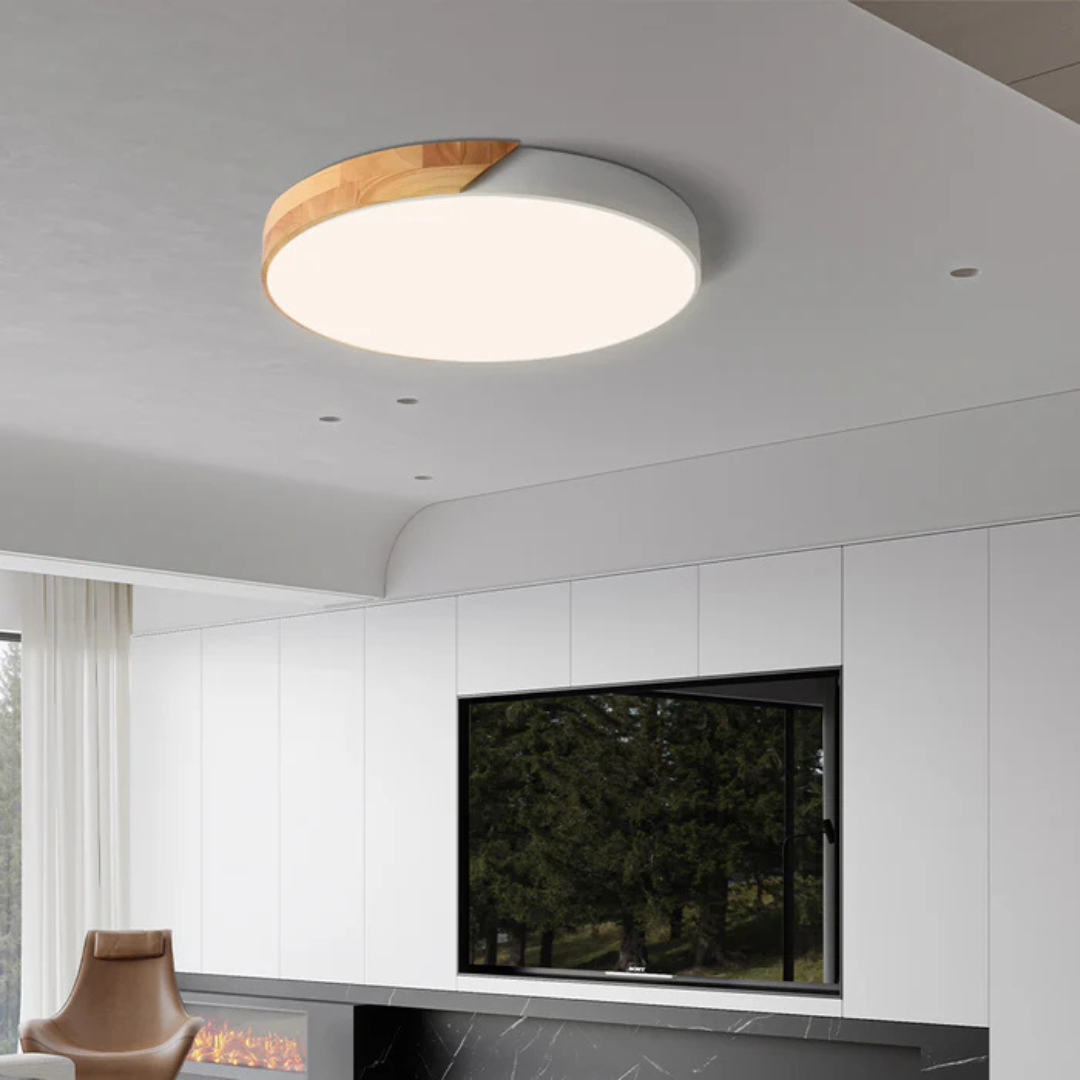 Drewniana lampa sufitowa LED w stylu skandynawskim