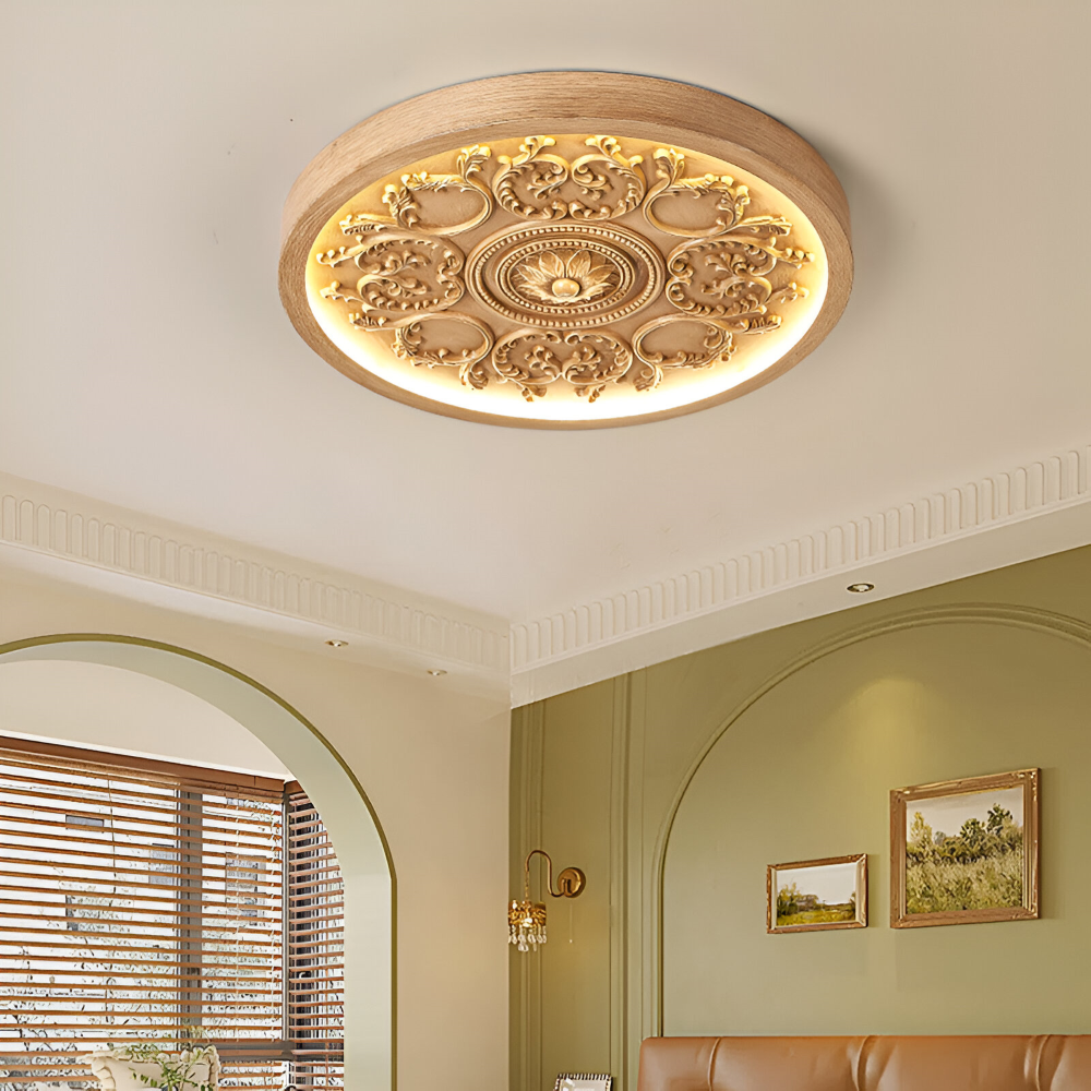 Lampa sufitowa LED rzeźbiona ściemniana żywiczna