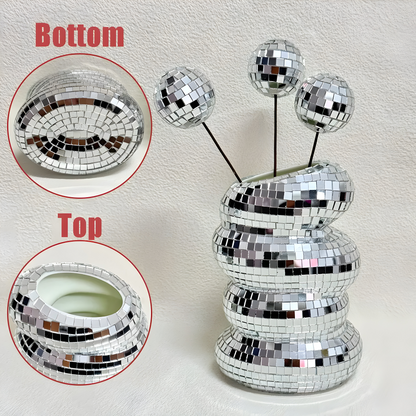 Wazon disco z lustrzaną mozaiką spiralny design
