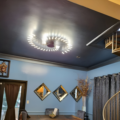 Nowoczesna lampa sufitowa LED do salonu w kolorze czarno-złotym