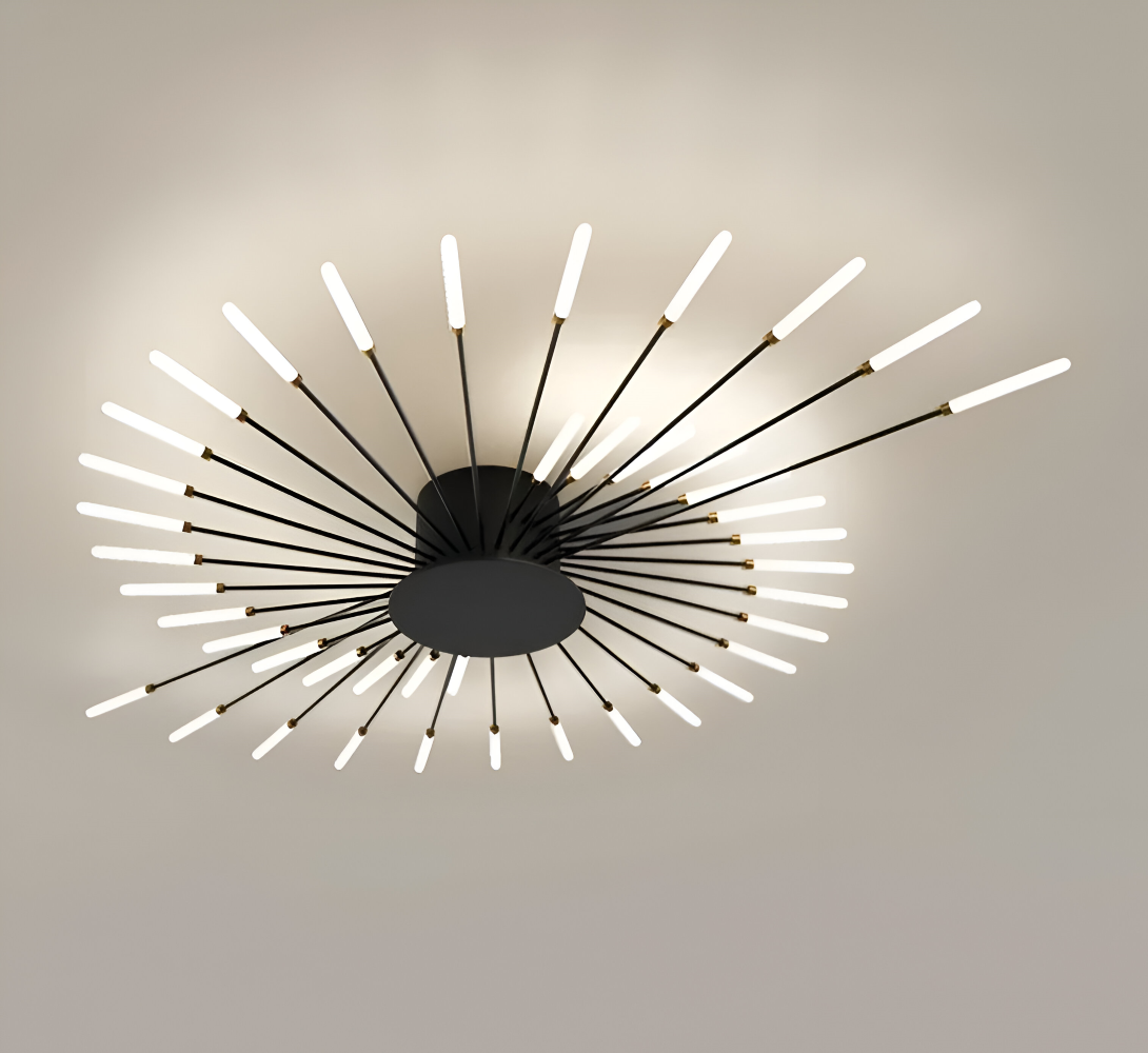 Nowoczesna lampa sufitowa LED do salonu w kolorze czarno-złotym
