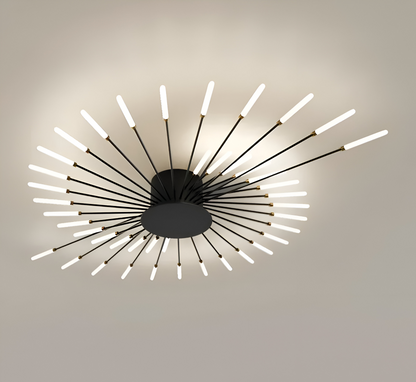 Nowoczesna lampa sufitowa LED do salonu w kolorze czarno-złotym