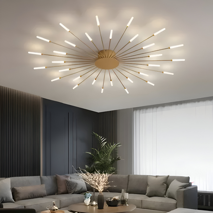 Nowoczesna lampa sufitowa LED do salonu w kolorze czarno-złotym
