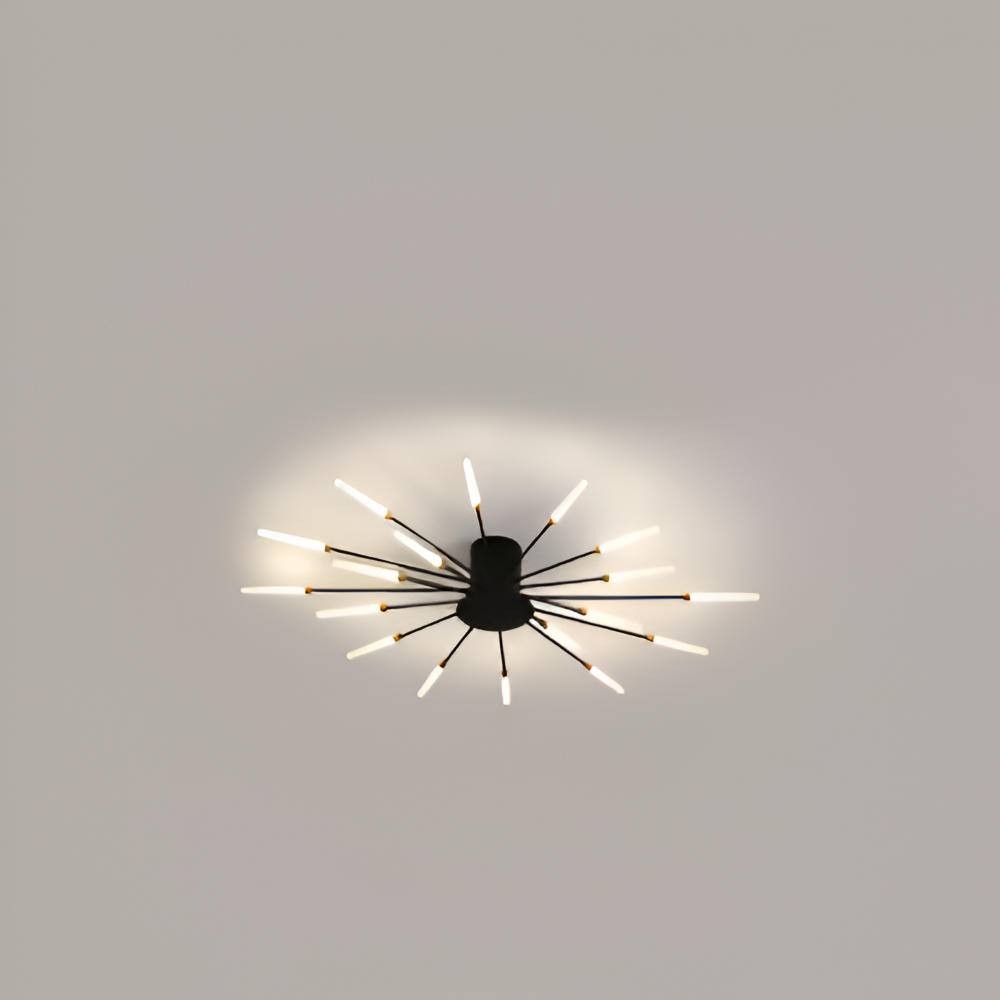 Nowoczesna lampa sufitowa LED do salonu w kolorze czarno-złotym