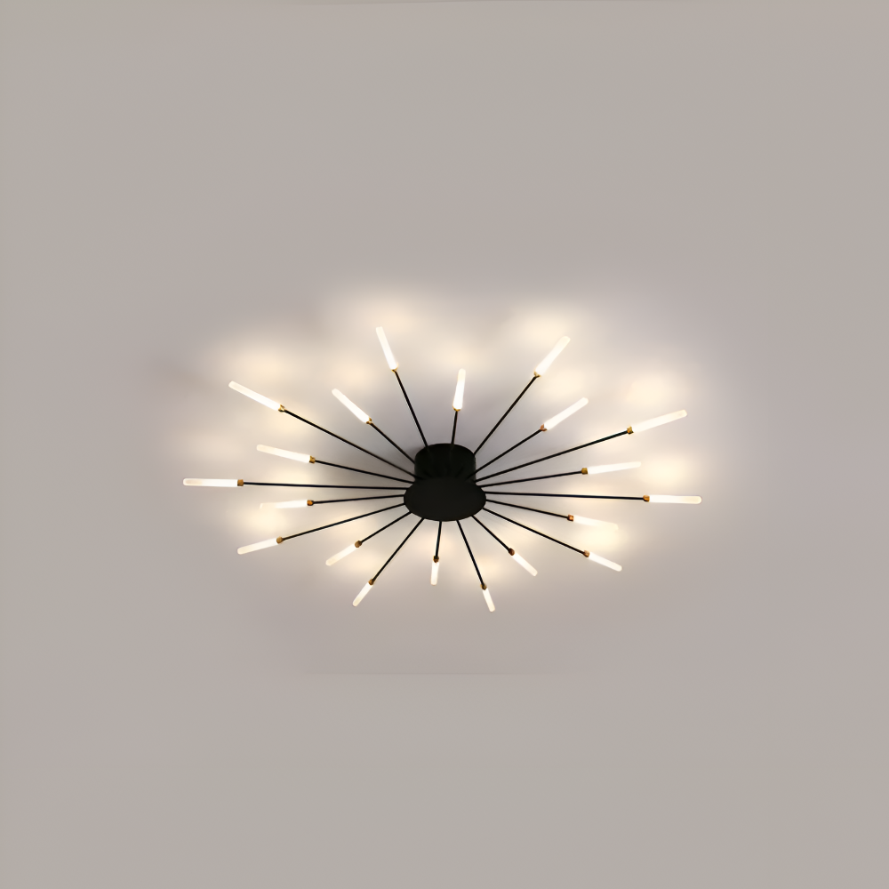 Nowoczesna lampa sufitowa LED do salonu w kolorze czarno-złotym