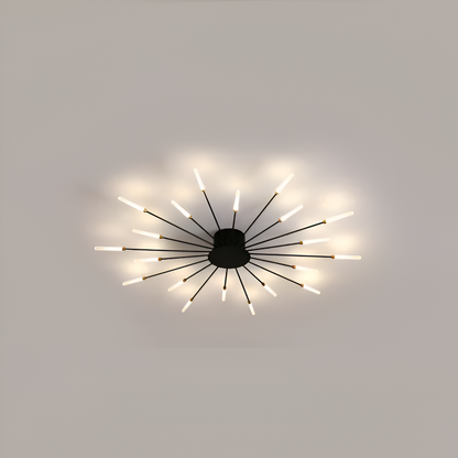 Nowoczesna lampa sufitowa LED do salonu w kolorze czarno-złotym