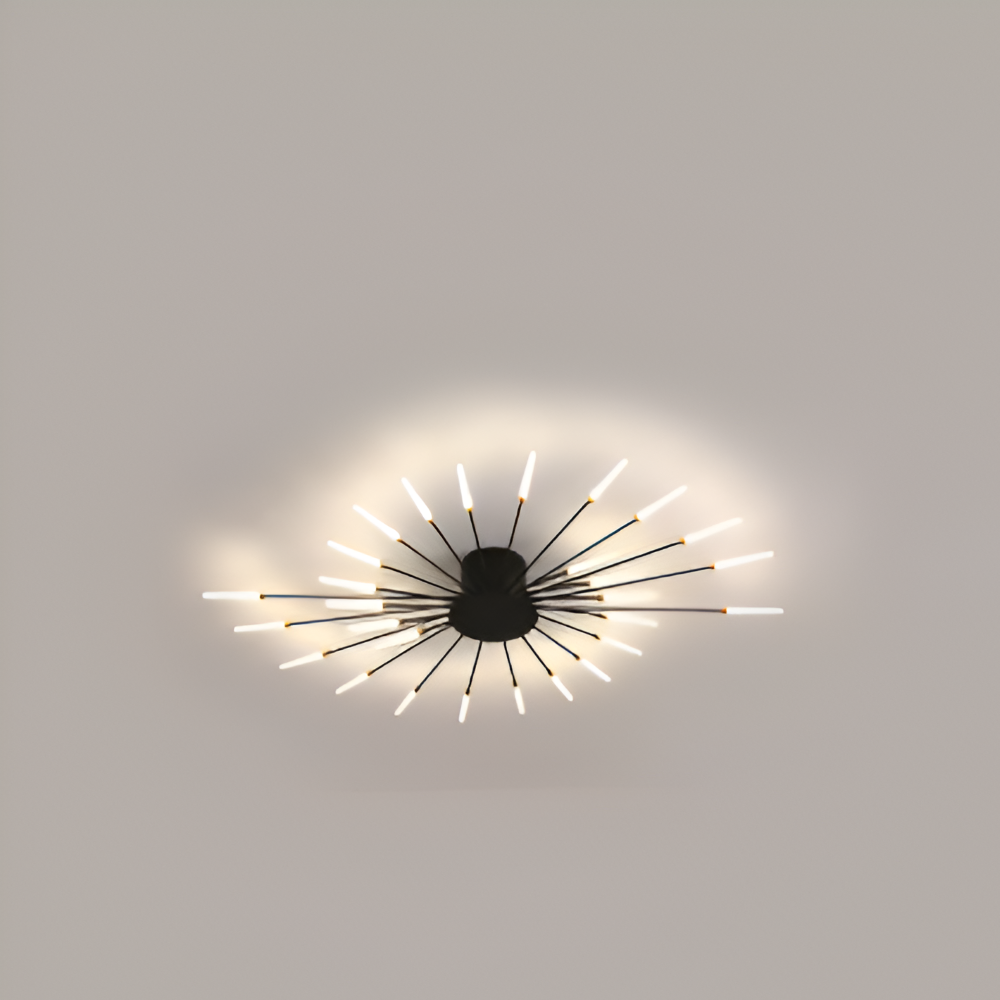 Nowoczesna lampa sufitowa LED do salonu w kolorze czarno-złotym