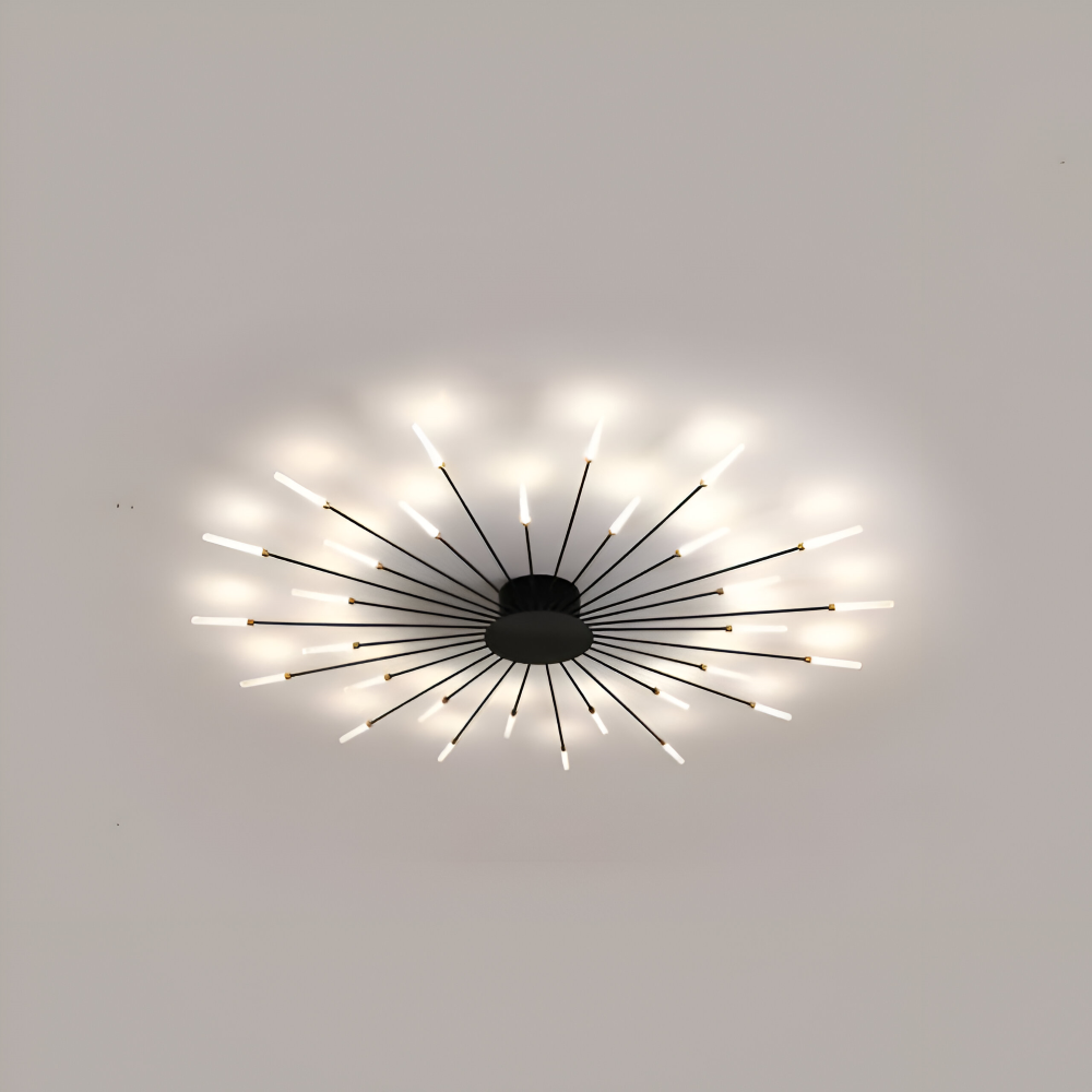 Nowoczesna lampa sufitowa LED do salonu w kolorze czarno-złotym