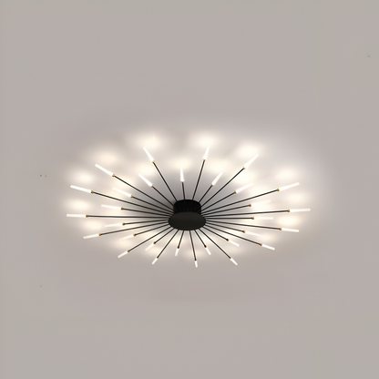Nowoczesna lampa sufitowa LED do salonu w kolorze czarno-złotym