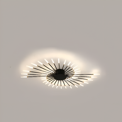 Nowoczesna lampa sufitowa LED do salonu w kolorze czarno-złotym