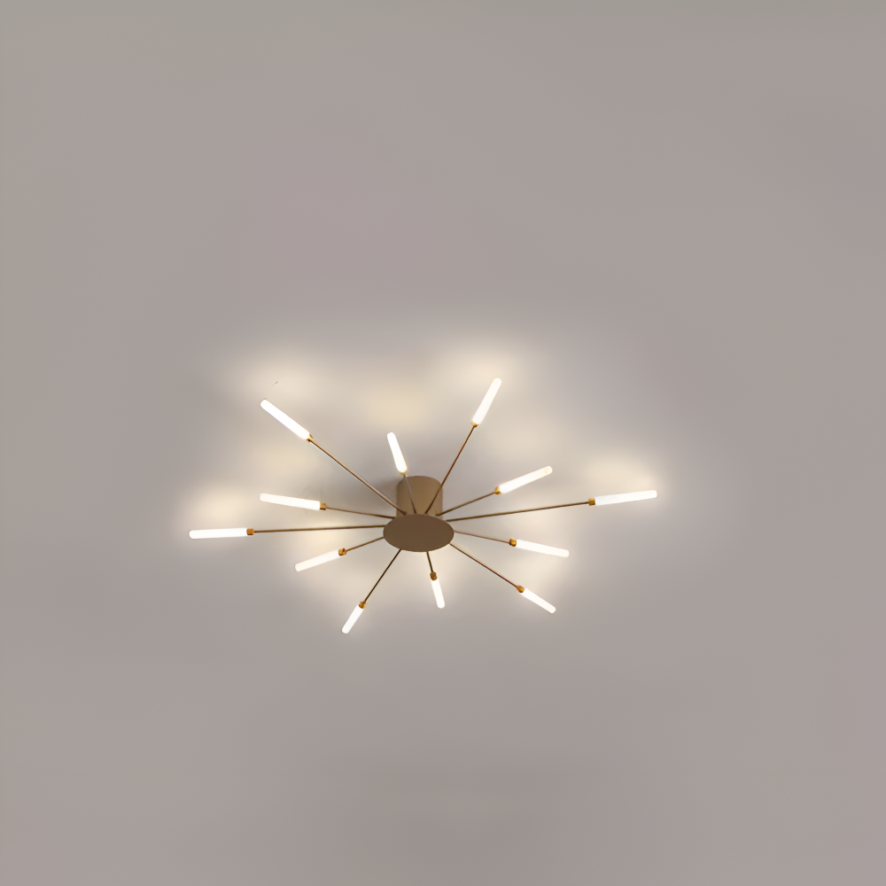 Nowoczesna lampa sufitowa LED do salonu w kolorze czarno-złotym