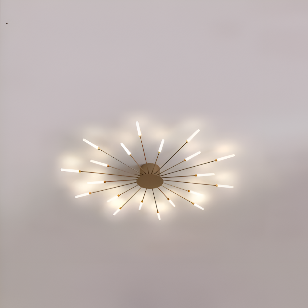 Nowoczesna lampa sufitowa LED do salonu w kolorze czarno-złotym