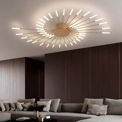 Nowoczesna lampa sufitowa LED do salonu w kolorze czarno-złotym