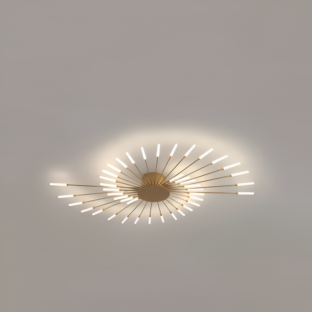 Nowoczesna lampa sufitowa LED do salonu w kolorze czarno-złotym