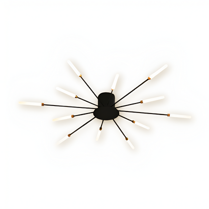 Nowoczesna lampa sufitowa LED do salonu w kolorze czarno-złotym