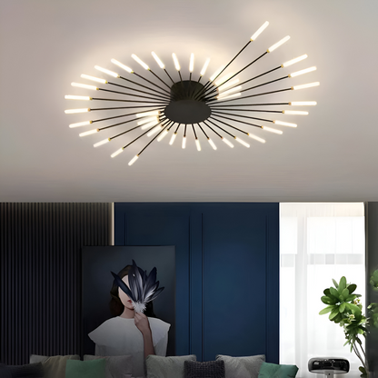 Nowoczesna lampa sufitowa LED do salonu w kolorze czarno-złotym