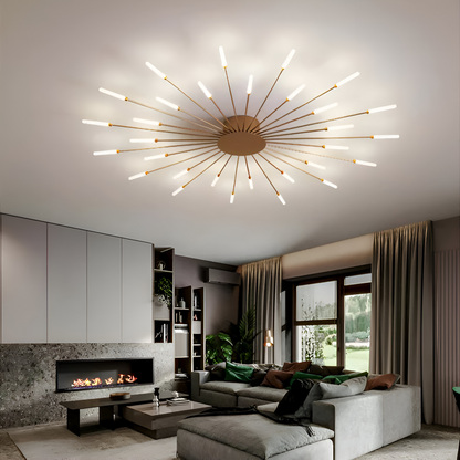 Nowoczesna lampa sufitowa LED do salonu w kolorze czarno-złotym