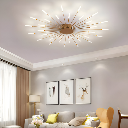 Nowoczesna lampa sufitowa LED do salonu w kolorze czarno-złotym