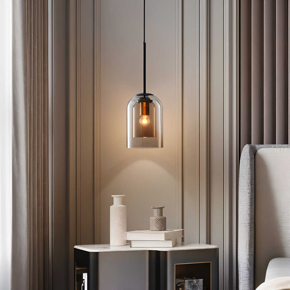 Lampa wisząca szklana podwójna do salonu