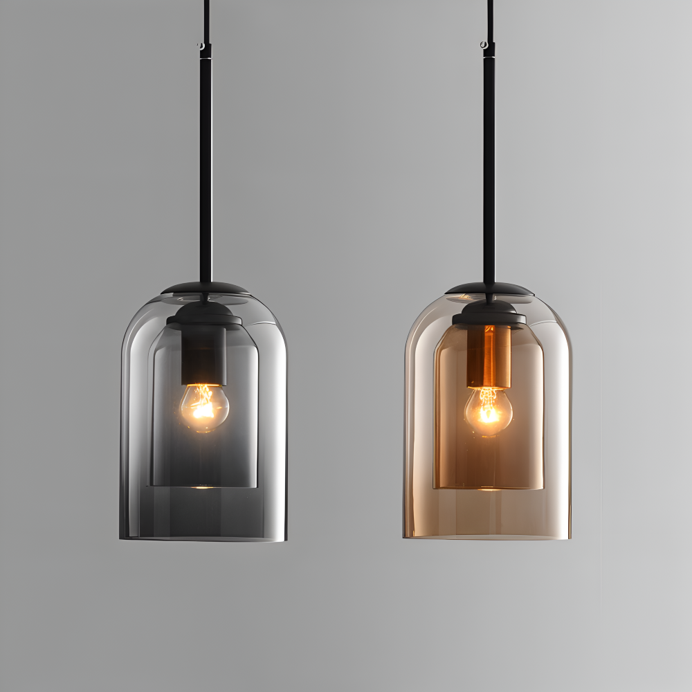 Lampa wisząca szklana podwójna do salonu