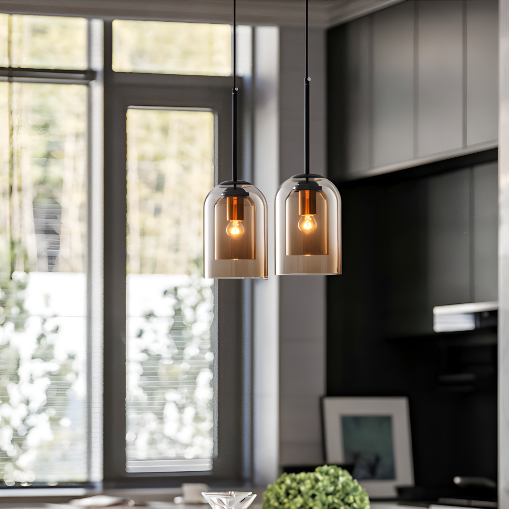 Lampa wisząca szklana podwójna do salonu