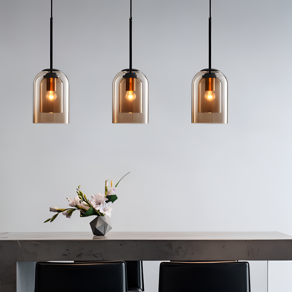 Lampa wisząca szklana podwójna do salonu