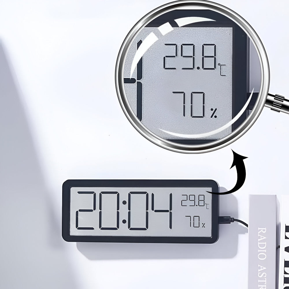 Zegar ścienny LED z temperaturą i wilgotnością