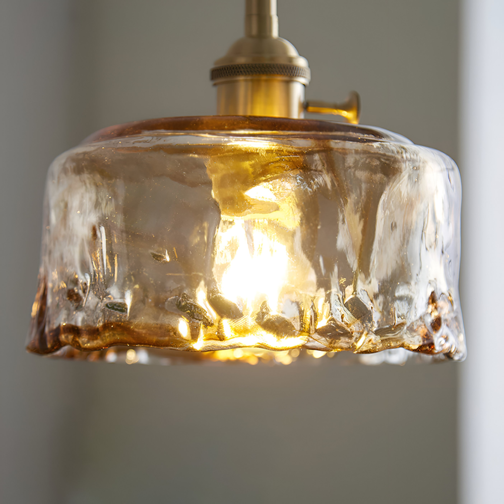 Lampa wisząca vintage szkło i antyczny mosiądz