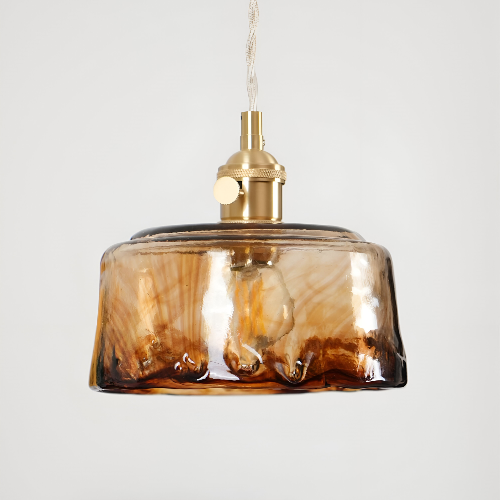 Lampa wisząca vintage szkło i antyczny mosiądz