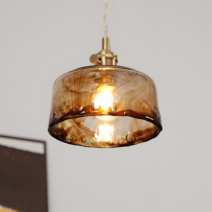 Lampa wisząca vintage szkło i antyczny mosiądz