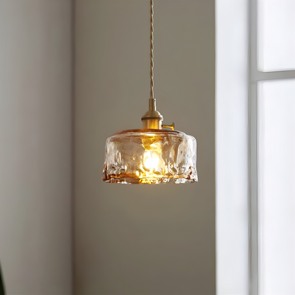 Lampa wisząca vintage szkło i antyczny mosiądz