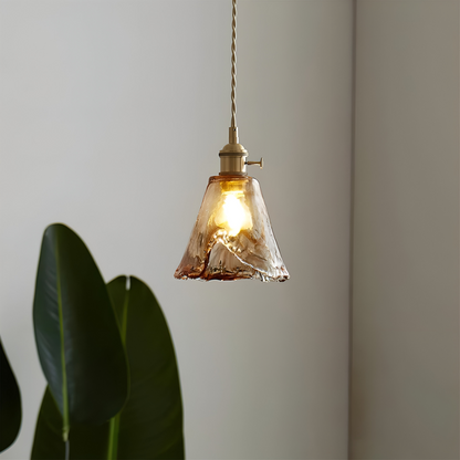 Lampa wisząca vintage szkło i antyczny mosiądz