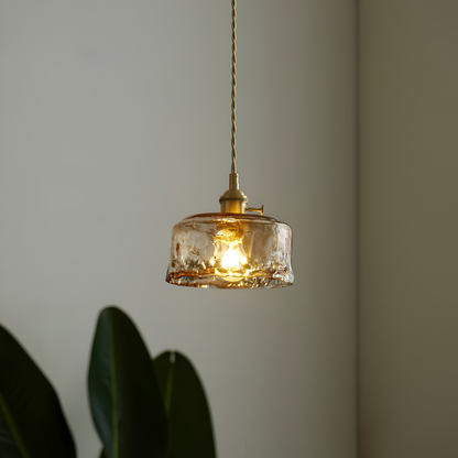 Lampa wisząca vintage szkło i antyczny mosiądz