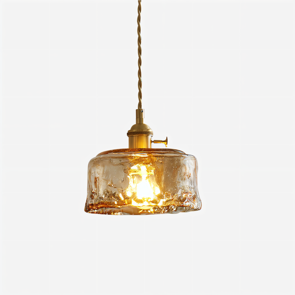Lampa wisząca vintage szkło i antyczny mosiądz