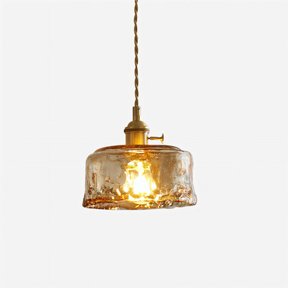 Lampa wisząca vintage szkło i antyczny mosiądz
