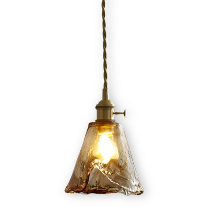 Lampa wisząca vintage szkło i antyczny mosiądz
