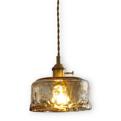 Lampa wisząca vintage szkło i antyczny mosiądz