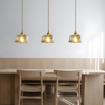 Lampa wisząca vintage szkło i antyczny mosiądz