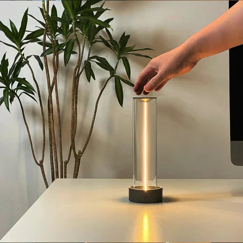 Lampa stołowa czarna LED dotykowa ściemniana USB