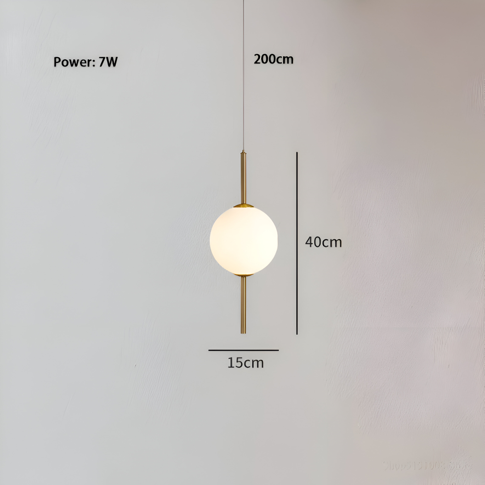 Lampa wisząca LED szklana kula pionowa nowoczesna