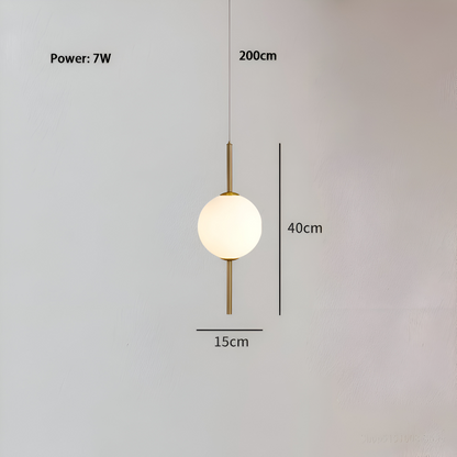 Lampa wisząca LED szklana kula pionowa nowoczesna