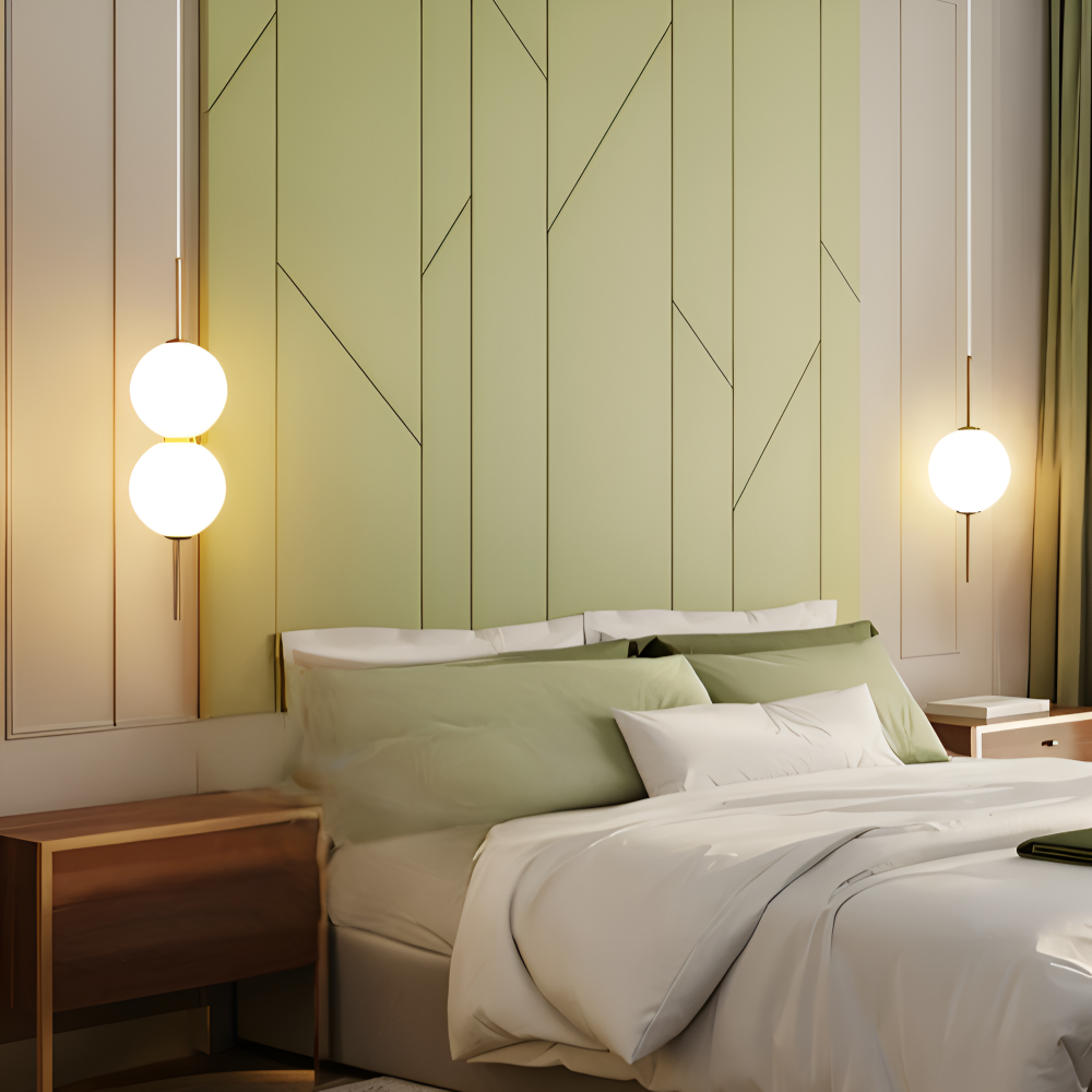 Lampa wisząca LED szklana kula pionowa nowoczesna
