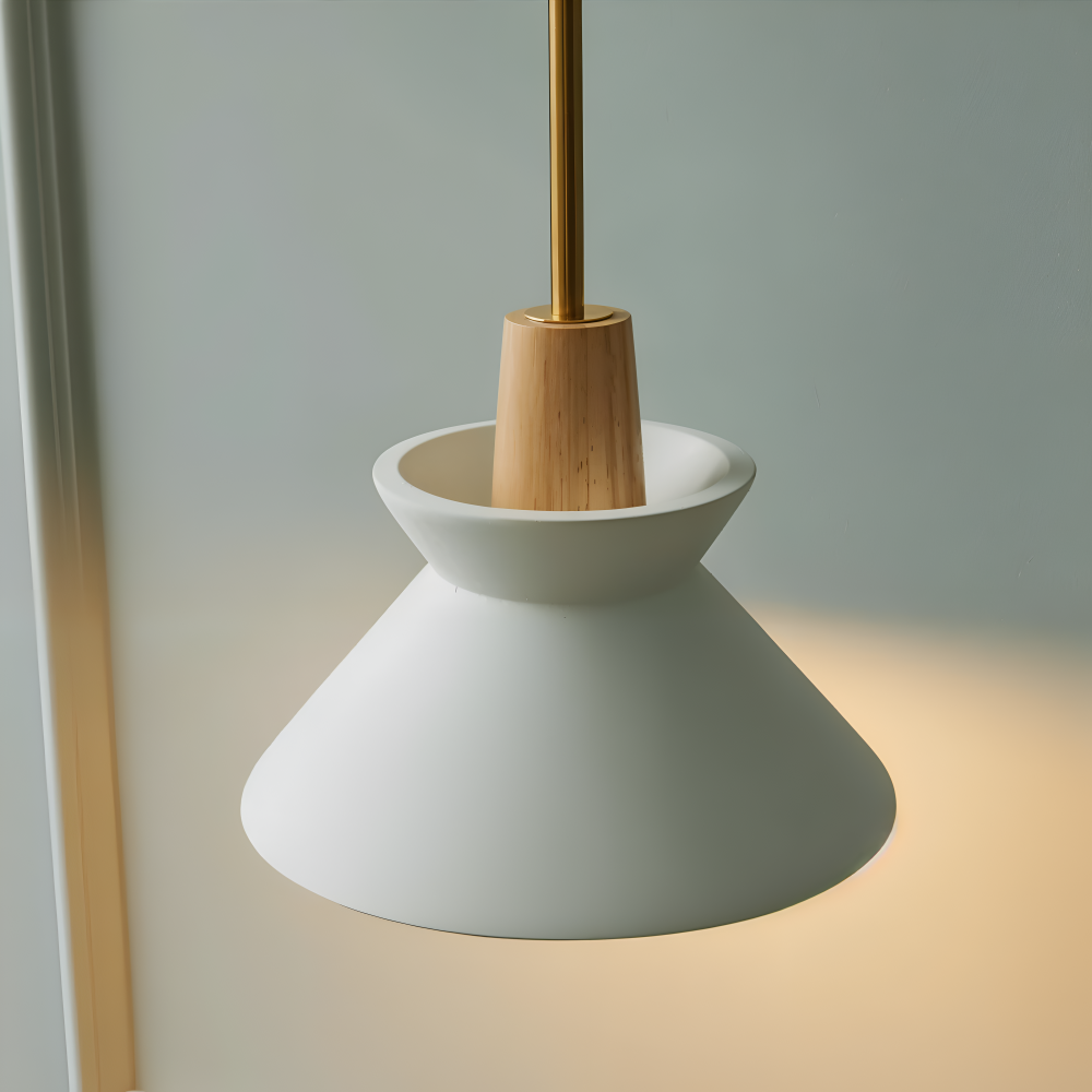 Lampa wisząca kopułowa kolorowa metal drewno