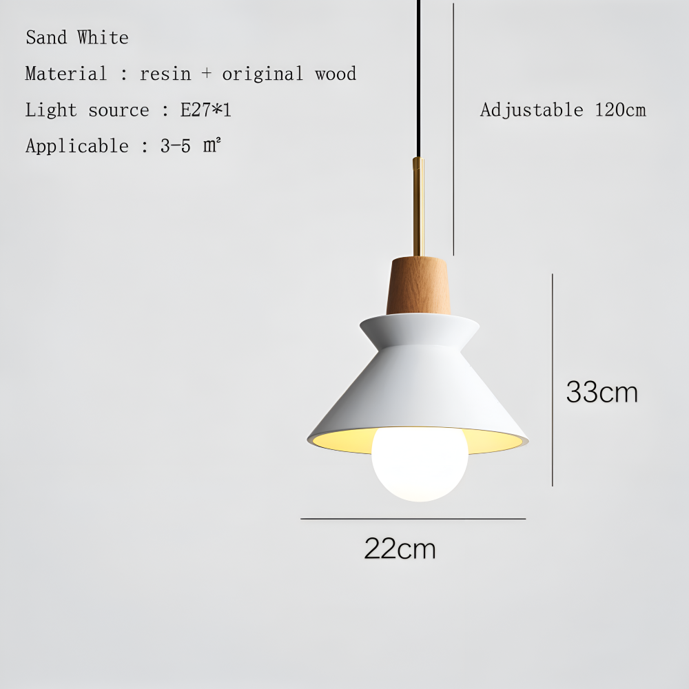 Lampa wisząca kopułowa kolorowa metal drewno